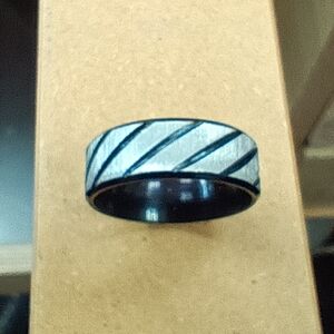 STAINLESS STEEL Black/Brushed Wedding Band Style Ring Mens SZ 10 (various sizes)